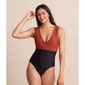 Summersalt The Long Torso Ruched Backflip One Piece Swimsuit 12 LT Tall Amber Se